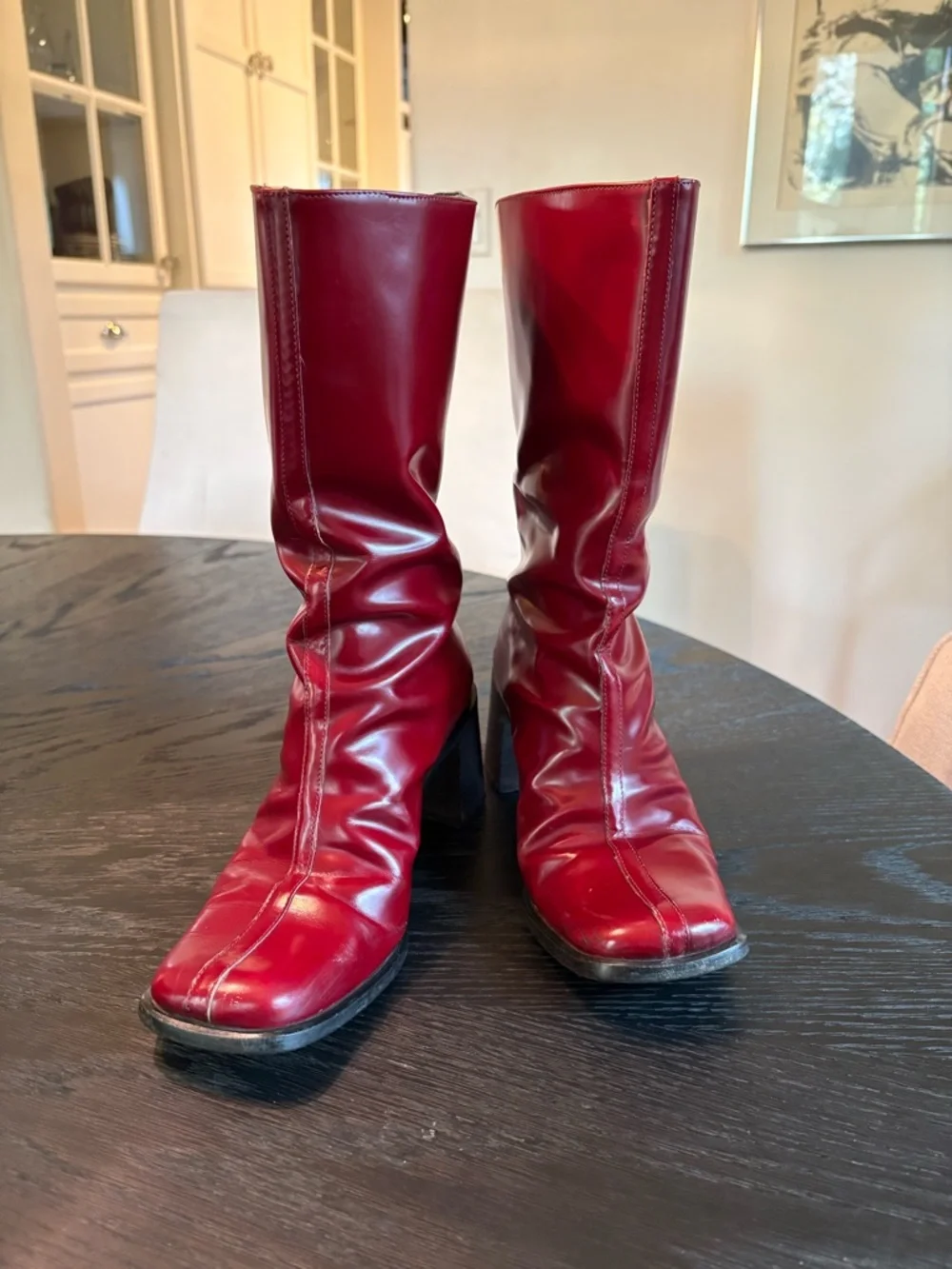 COACH Virginia J021 Burgundy Leather Square Toe Boots Made in Italy Size 6B - Picture 15 of 15